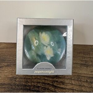 Claude Monet Water Lilies Night Effect 1897 Solid Glass Dome Paperweight NEW